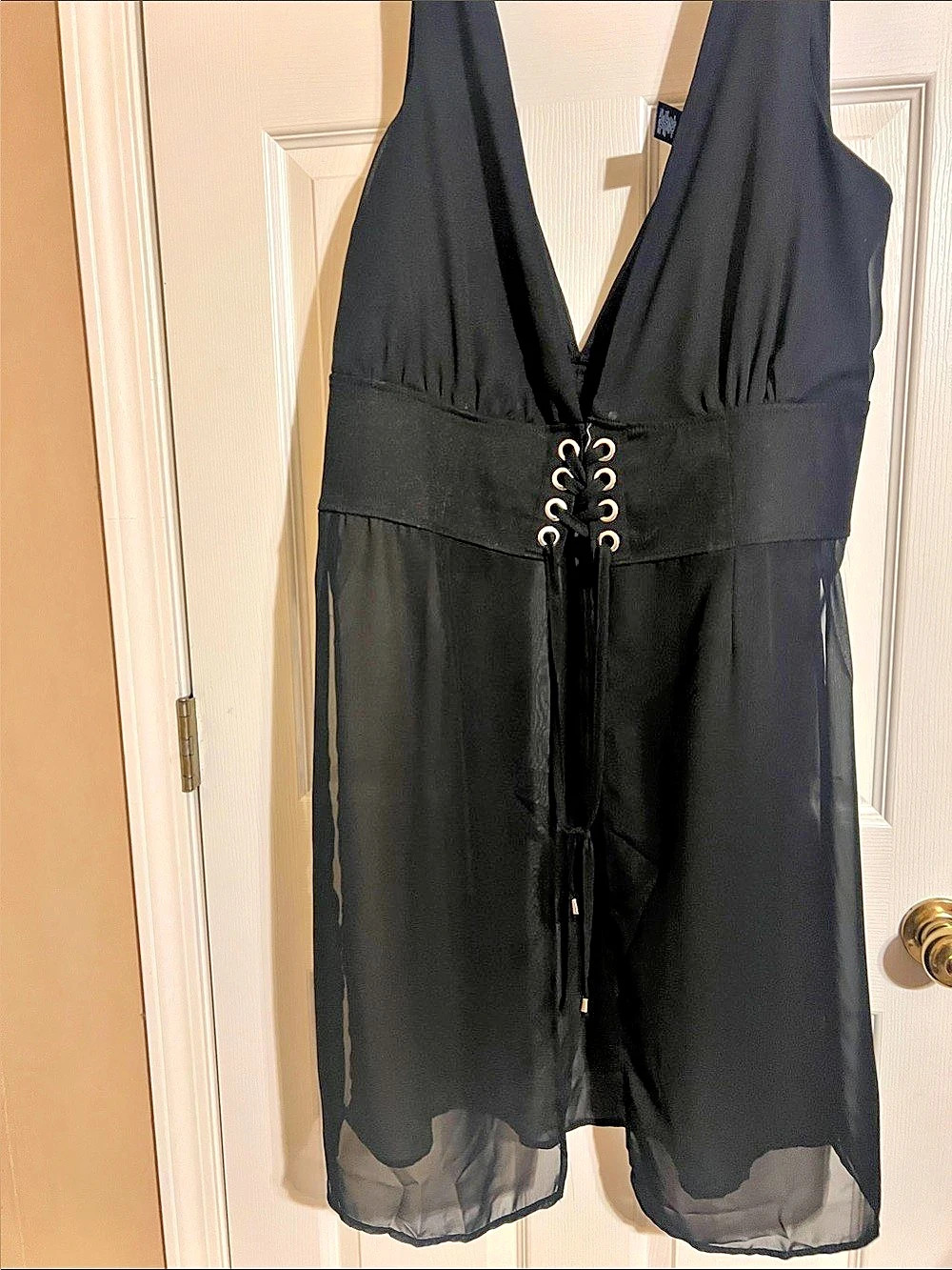 Ashley Stewart Black Lace-Up Mini Dress Like New